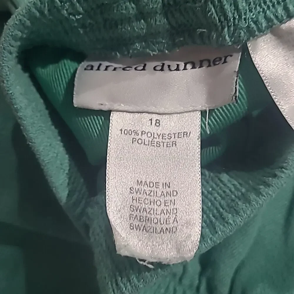 Alfred Dunner SZ 18 Pants Green Pull On Elastic High Waist Granny Core *FLAW* - Picture 9 of 10